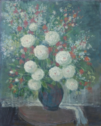 bouquet de fleurs Huile sur isorel, 50 x 61 cm, daté 1967